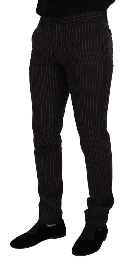 Dolce & Gabbana Black Brown Striped Men Formal Pants - Ellie Belle