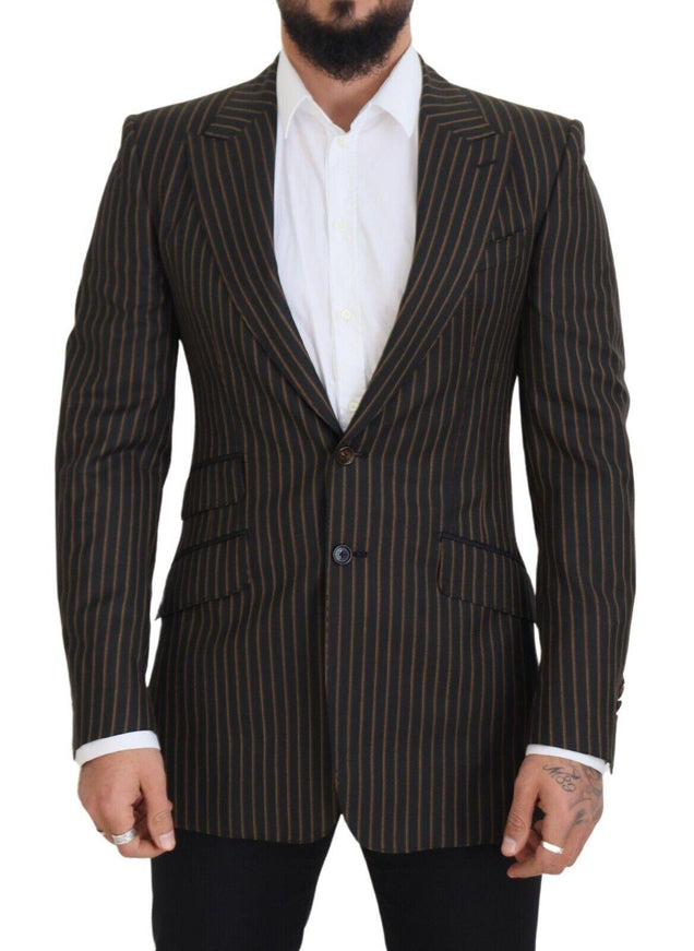 Dolce & Gabbana Black Brown Stripes Single Breasted Blazer - Ellie Belle