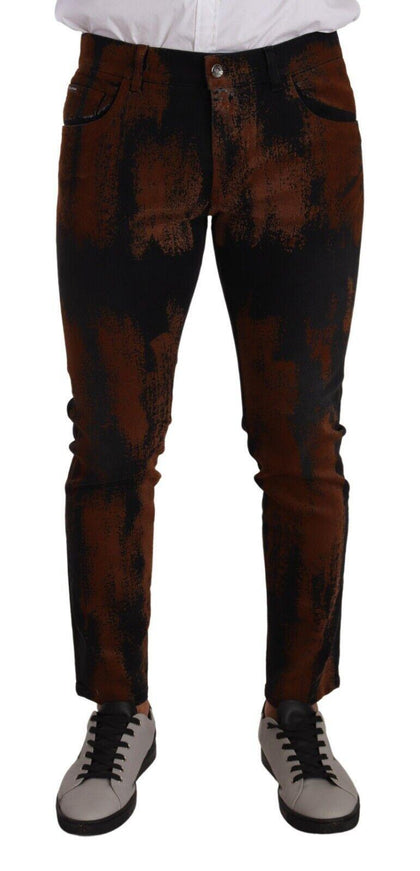 Dolce & Gabbana Black Brown Tie Dye Cotton Skinny Denim Jeans - Ellie Belle