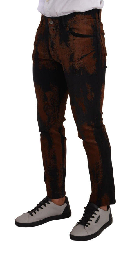 Dolce & Gabbana Black Brown Tie Dye Cotton Skinny Denim Jeans - Ellie Belle