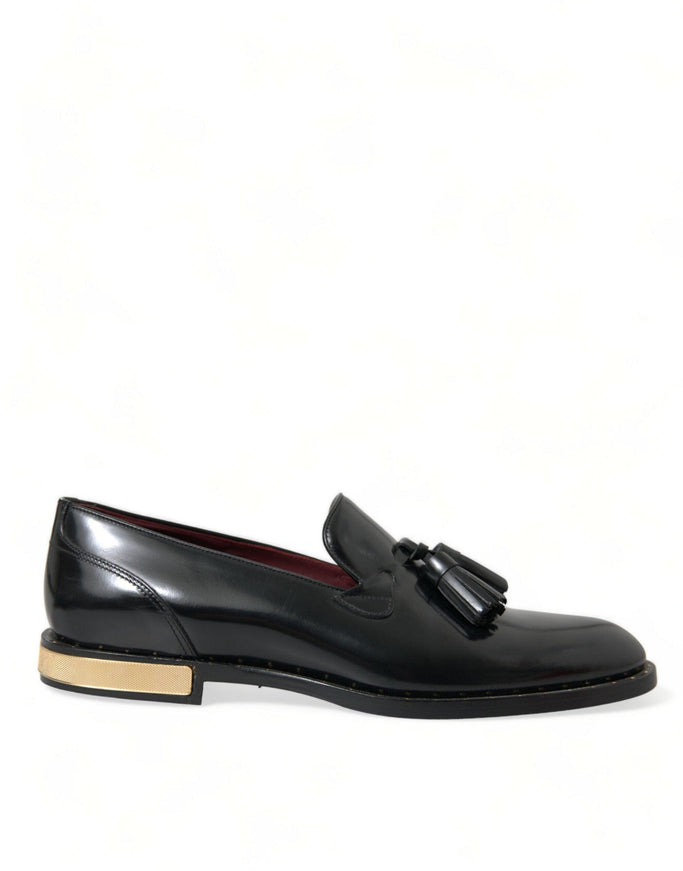 Dolce & Gabbana Black Brushed Calfskin Loafers Dress Shoes - Ellie Belle