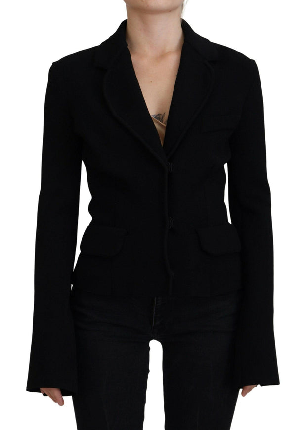 Dolce & Gabbana Black Button Cardigan Blazer Viscose Jacket - Ellie Belle