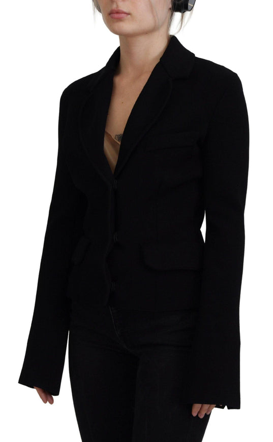 Dolce & Gabbana Black Button Cardigan Blazer Viscose Jacket - Ellie Belle