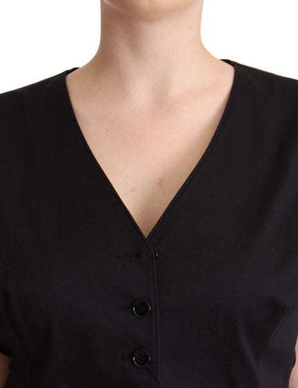 Dolce & Gabbana Black Button Down Sleeveless Vest Waiscoat Top - Ellie Belle