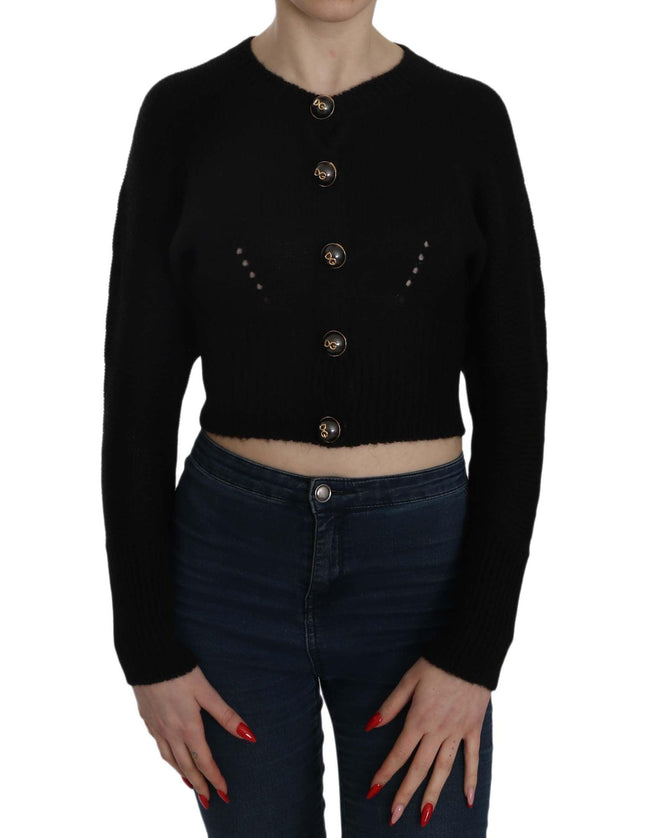 Dolce & Gabbana Black Button Embellish Crop Cardigan Sweater - Ellie Belle
