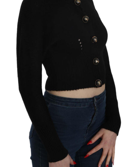 Dolce & Gabbana Black Button Embellish Crop Cardigan Sweater - Ellie Belle