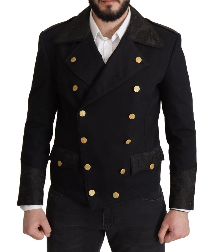 Dolce & Gabbana Black Button Embellished Cotton Blend Jacket - Ellie Belle