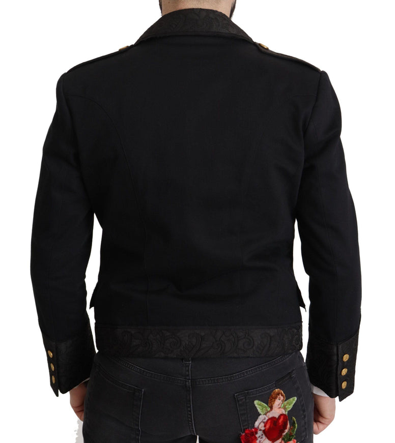 Dolce & Gabbana Black Button Embellished Cotton Blend Jacket - Ellie Belle