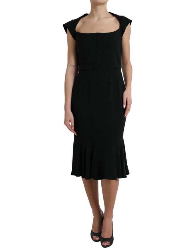 Dolce & Gabbana Black Cady Viscose Sleeveless Dress - Ellie Belle