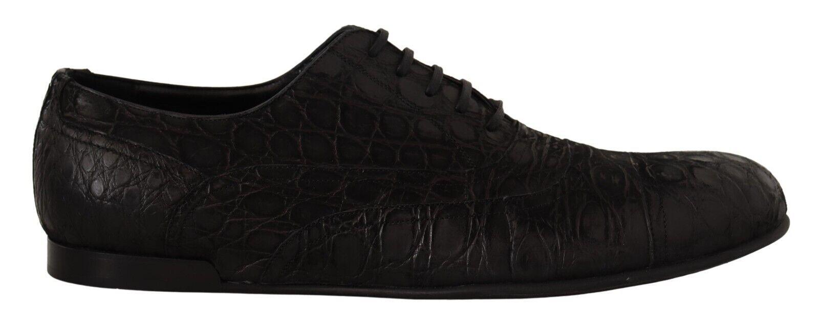 Dolce & Gabbana Black Caiman Leather Mens Oxford Shoes - Ellie Belle