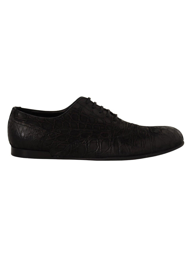 Dolce & Gabbana Black Caiman Leather Mens Oxford Shoes - Ellie Belle