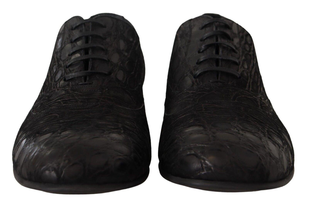 Dolce & Gabbana Black Caiman Leather Mens Oxford Shoes - Ellie Belle