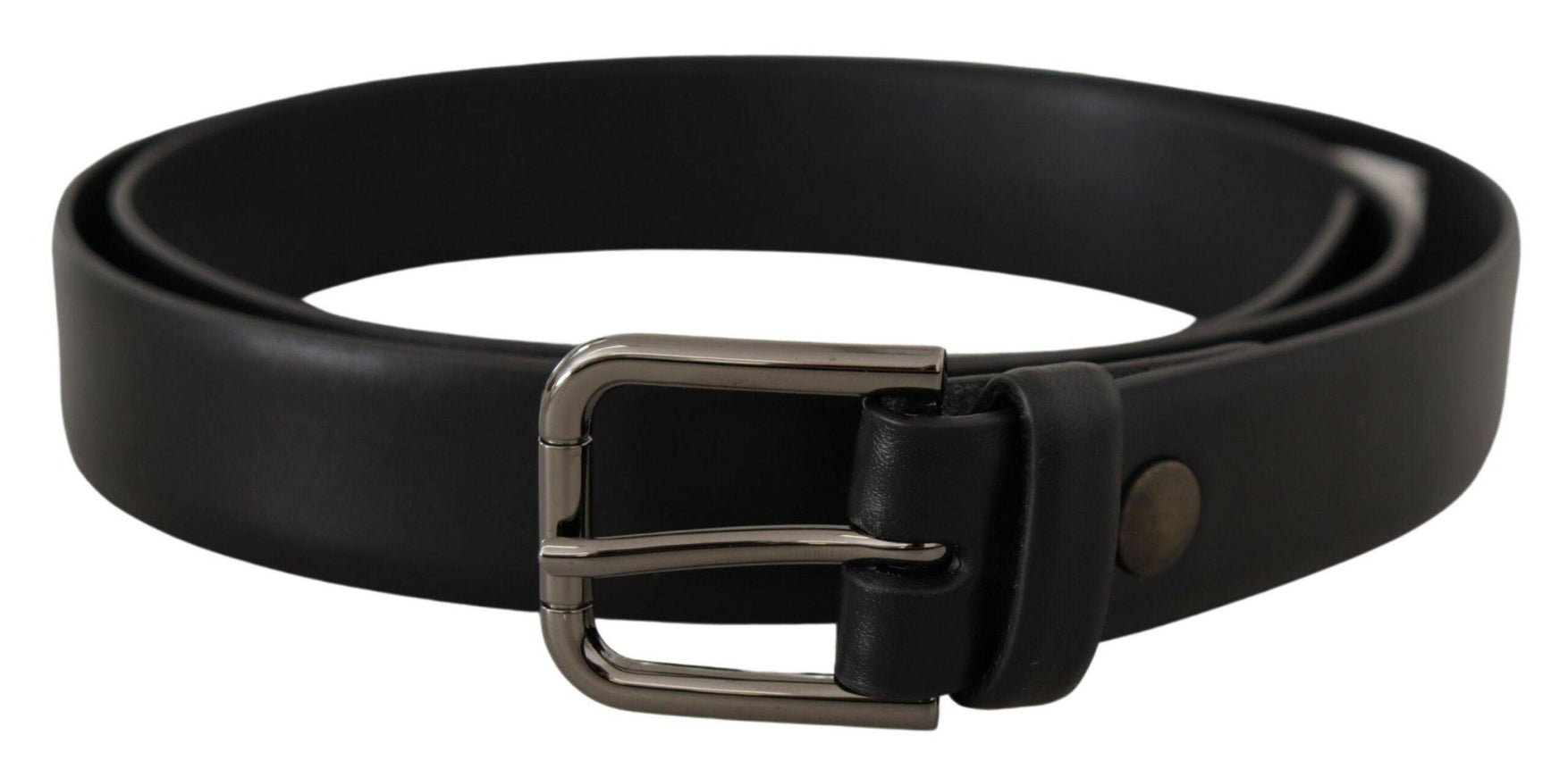 Dolce & Gabbana Black Calf Leather Classic Logo Metal Buckle Belt - Ellie Belle