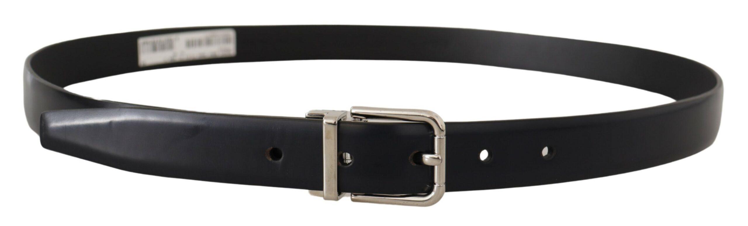 Dolce & Gabbana Black Calf Leather Classic Logo Metal Buckle Belt - Ellie Belle