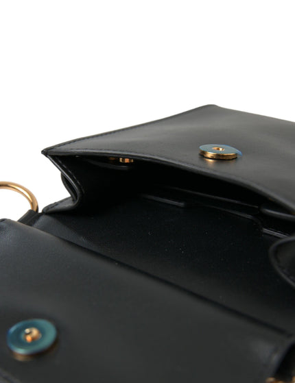 Dolce & Gabbana Black Calf Leather Logo Plaque Mini Crossbody Bag - Ellie Belle