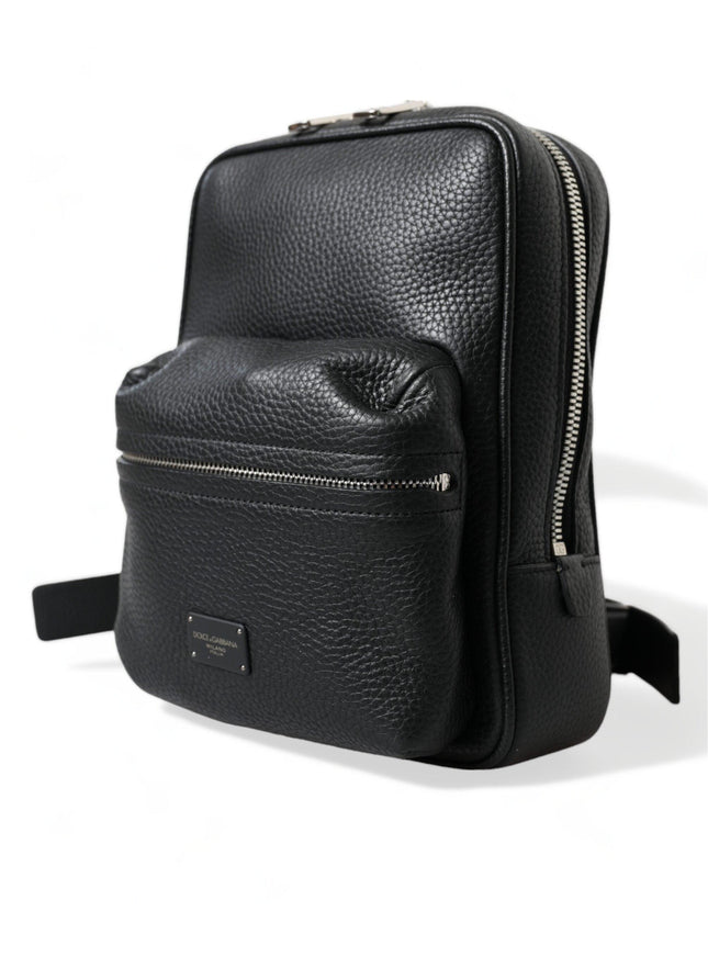 Dolce & Gabbana Black Calfskin Leather Logo Palermo Backpack Bag - Ellie Belle