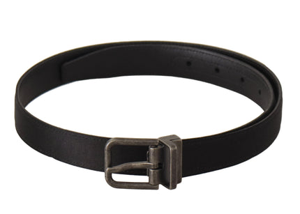 Dolce & Gabbana Black Calfskin Leather Vintage Metal Buckle Belt - Ellie Belle
