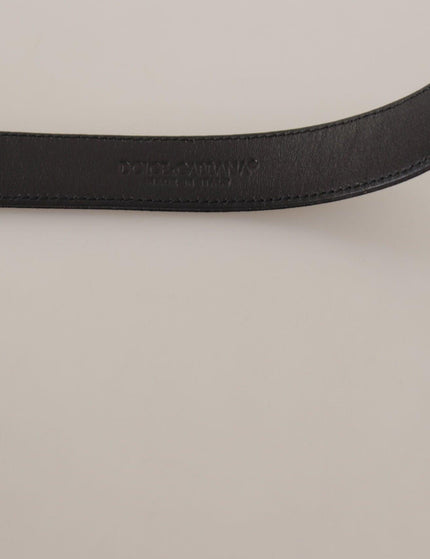 Dolce & Gabbana Black Calfskin Leather Vintage Metal Buckle Belt - Ellie Belle