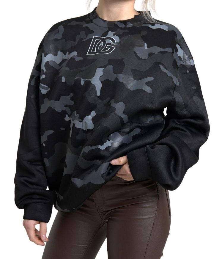 Dolce & Gabbana Black Camouflage Round Neck Sweatshirt Sweater - Ellie Belle