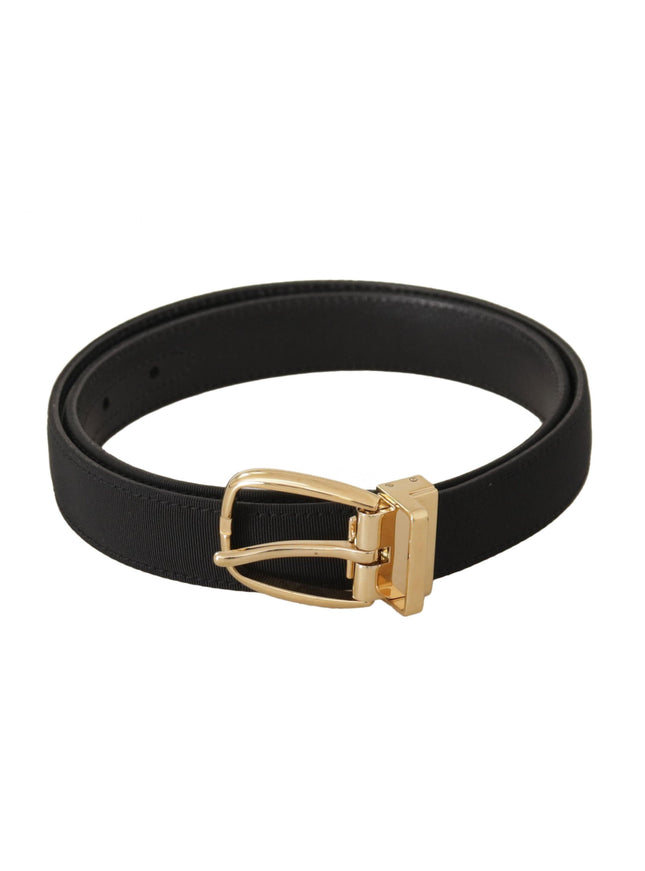 Dolce & Gabbana Black Canvas Leather Gold Metal Buckle Belt - Ellie Belle