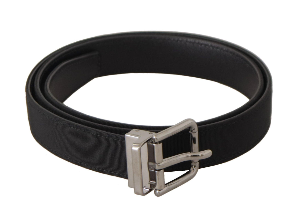 Dolce & Gabbana Black Canvas Leather Silver Metal Buckle Belt - Ellie Belle