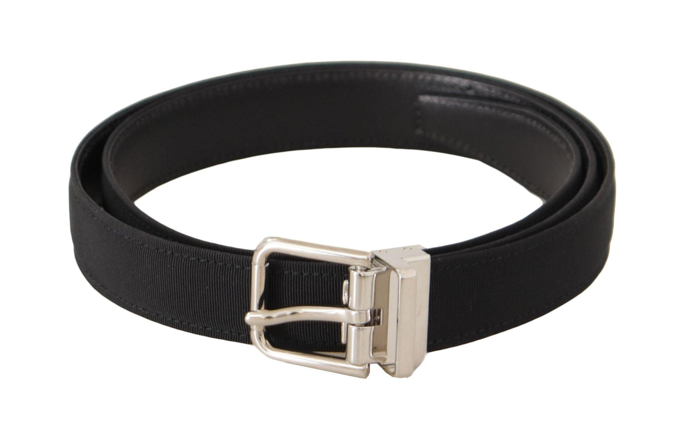 Dolce & Gabbana Black Canvas Silver Tone Metal Buckle Men Belt - Ellie Belle