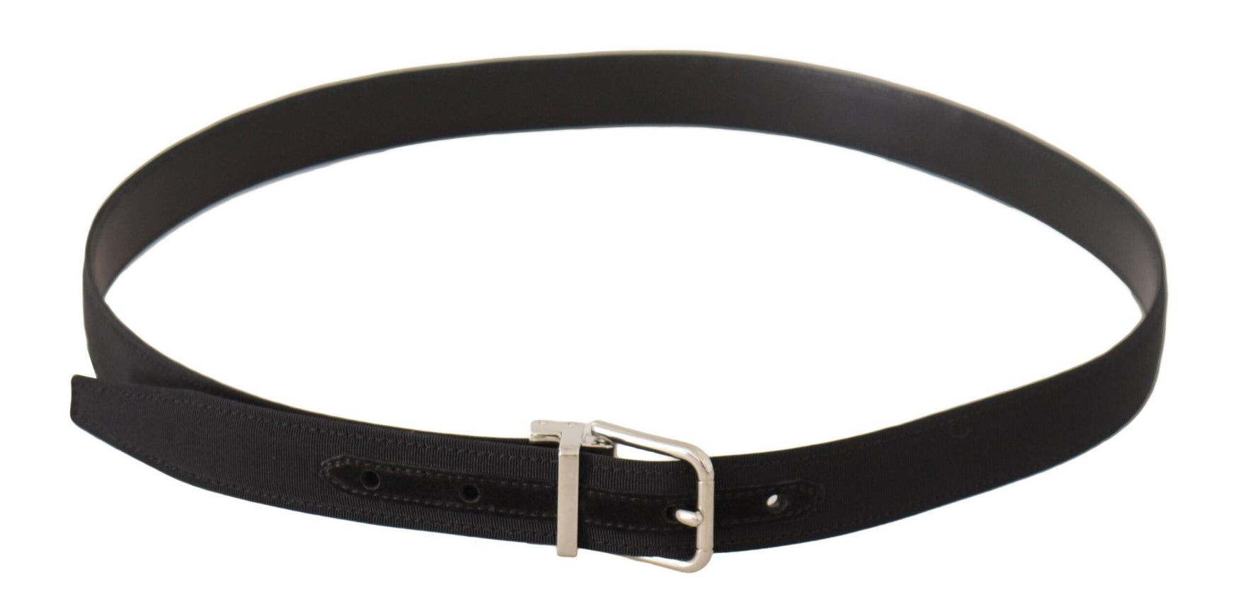 Dolce & Gabbana Black Canvas Silver Tone Metal Buckle Men Belt - Ellie Belle