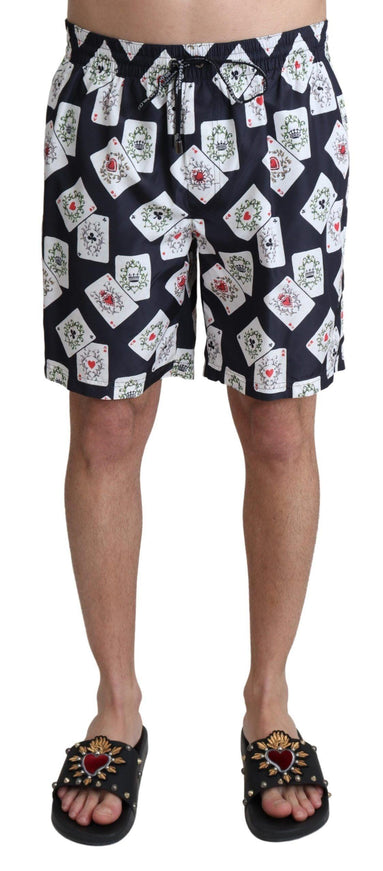 Dolce & Gabbana Black Card Deck Print Beachwear Swimshorts - Ellie Belle