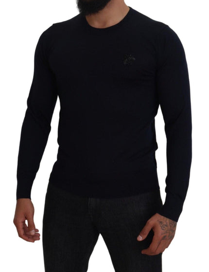 Dolce & Gabbana Black Cashmere Bee Logo Pullover Sweater - Ellie Belle