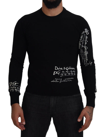 Dolce & Gabbana Black Cashmere Crew Neck Pullover Sweater - Ellie Belle