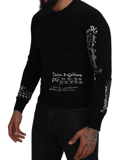 Dolce & Gabbana Black Cashmere Crew Neck Pullover Sweater - Ellie Belle