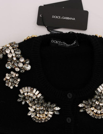 Dolce & Gabbana Black Cashmere Crystal Cardigan Sweater - Ellie Belle