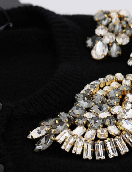 Dolce & Gabbana Black Cashmere Crystal Cardigan Sweater - Ellie Belle