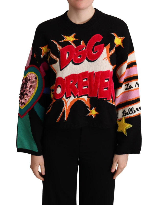 Dolce & Gabbana Black Cashmere D&G FOREVER Sequined Sweater - Ellie Belle