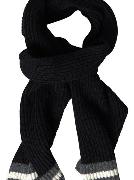 Dolce & Gabbana Black Cashmere Knitted Neck Wrap Shawl Scarf - Ellie Belle