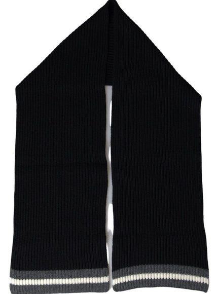 Dolce & Gabbana Black Cashmere Knitted Neck Wrap Shawl Scarf - Ellie Belle