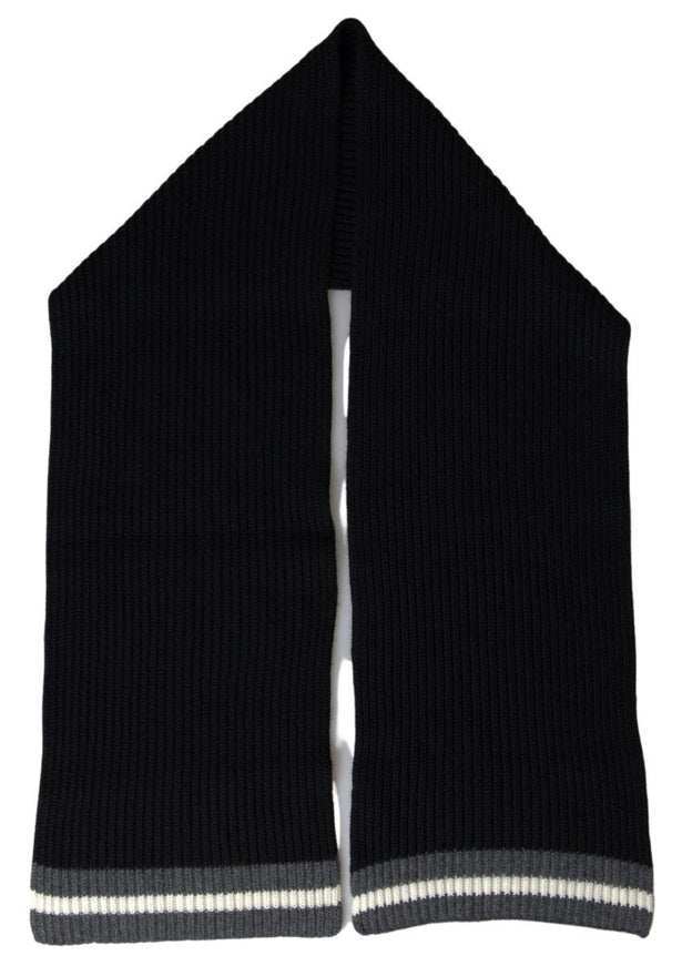 Dolce & Gabbana Black Cashmere Knitted Neck Wrap Shawl Scarf - Ellie Belle