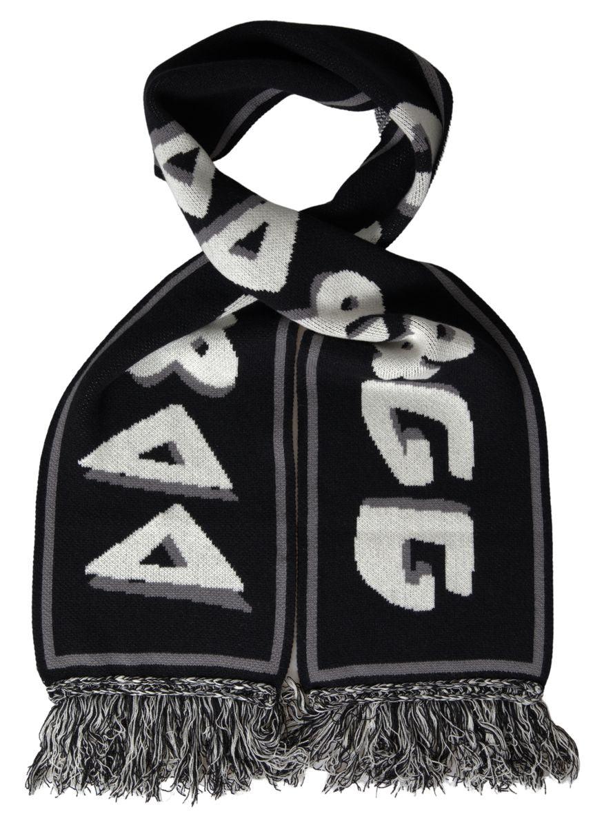 Dolce & Gabbana Black Cashmere Knitted Wrap Shawl Fringe Scarf - Ellie Belle