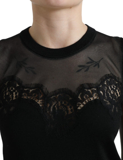 Dolce & Gabbana Black Cashmere Lace Trim Sleeveless Tank Top - Ellie Belle