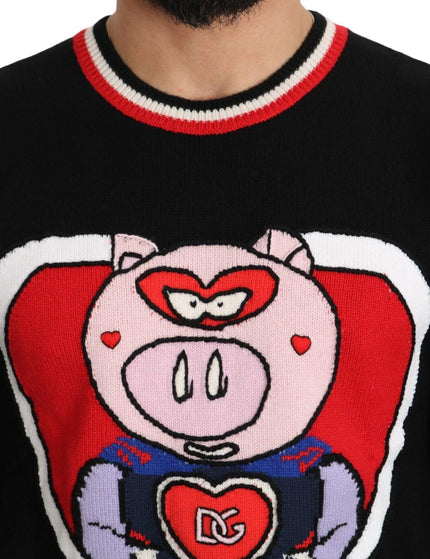 Dolce & Gabbana Black Cashmere Pig of the Year Pullover Sweater - Ellie Belle