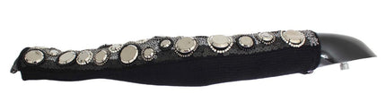 Dolce & Gabbana Black Cashmere Sequined Finger Less Gloves - Ellie Belle