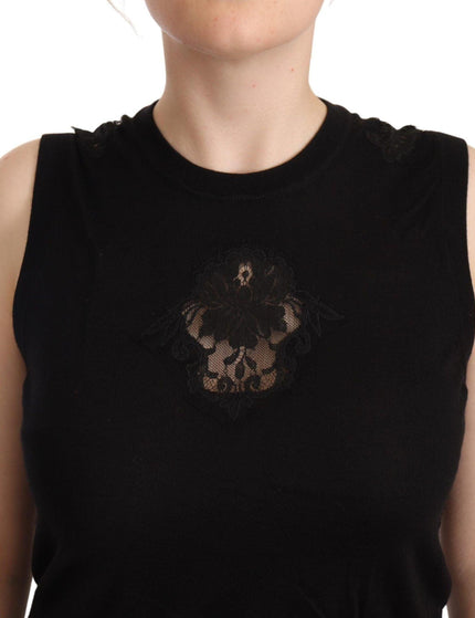 Dolce & Gabbana Black Cashmere Silk Cutout Tank Blouse Top - Ellie Belle