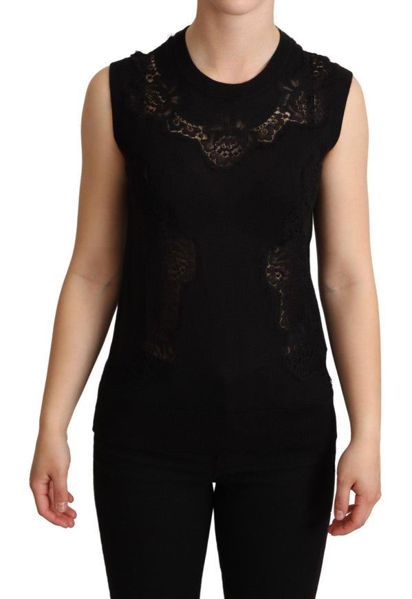 Dolce & Gabbana Black Cashmere Silk Cutout Tank Top - Ellie Belle