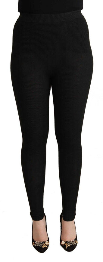 Dolce & Gabbana Black Cashmere Stretch Waist Tights Pants - Ellie Belle