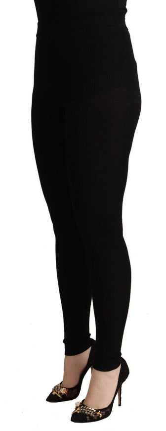 Dolce & Gabbana Black Cashmere Stretch Waist Tights Pants - Ellie Belle