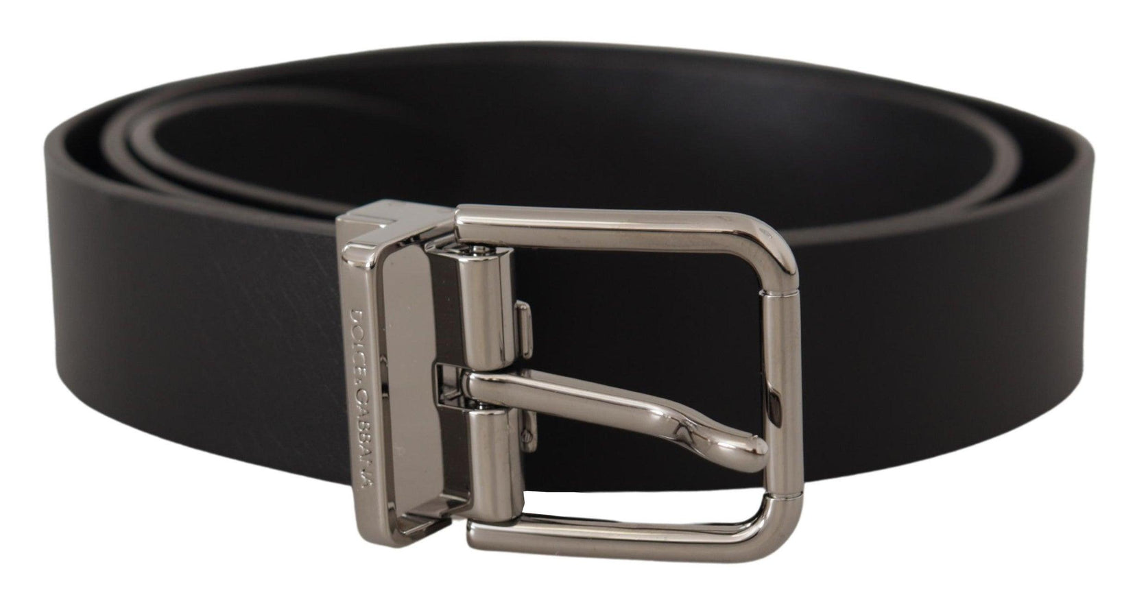 Dolce & Gabbana Black Casual Calf Leather Logo Metal Buckle Belt - Ellie Belle