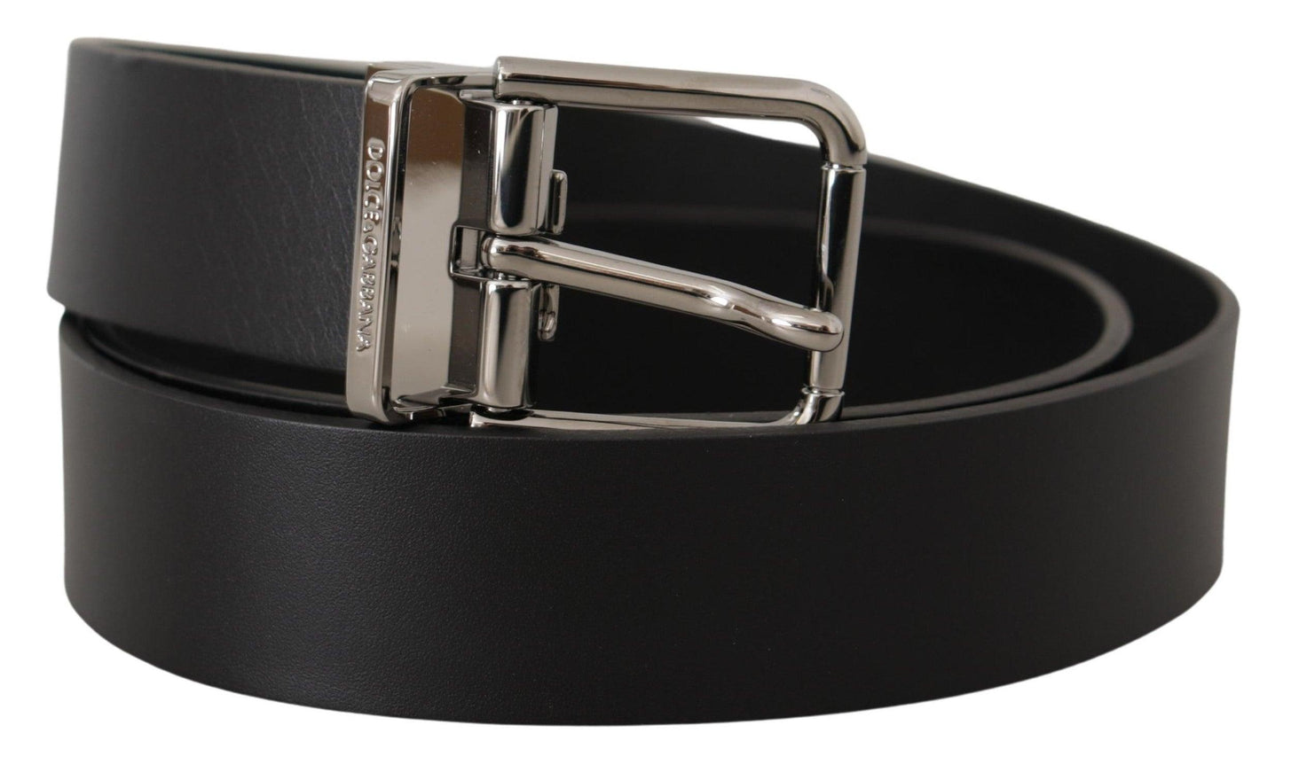 Dolce & Gabbana Black Casual Calf Leather Logo Metal Buckle Belt - Ellie Belle