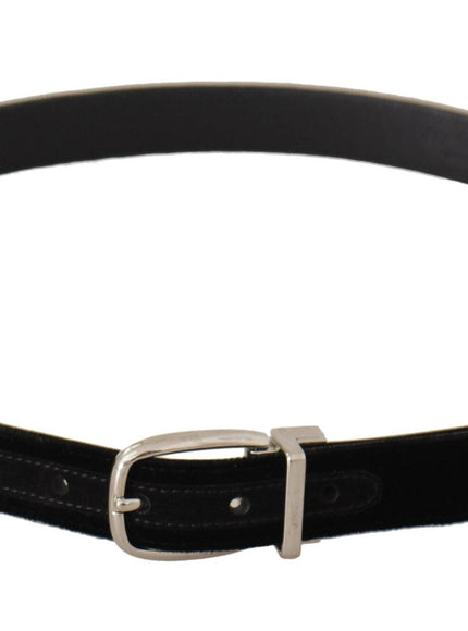Dolce & Gabbana Black Casual Velvet Silver Tone Metal Buckle Belt