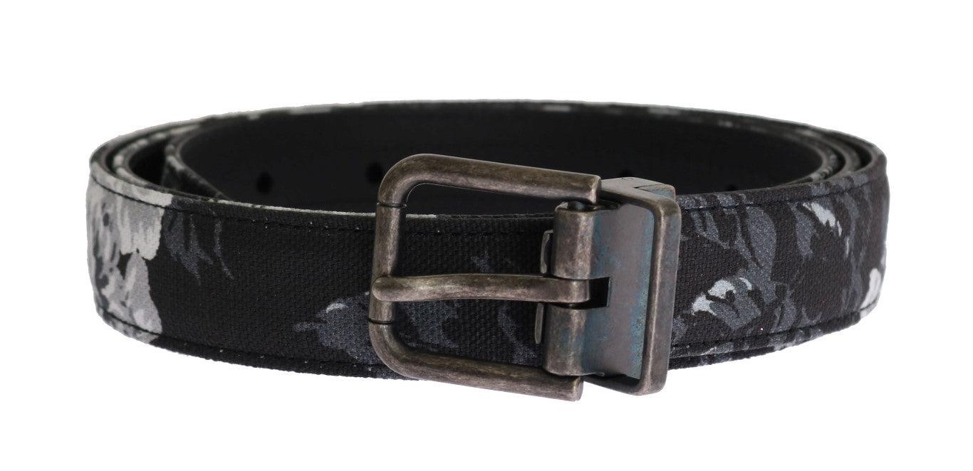 Dolce & Gabbana Black Cayman Linen Leather Belt - Ellie Belle