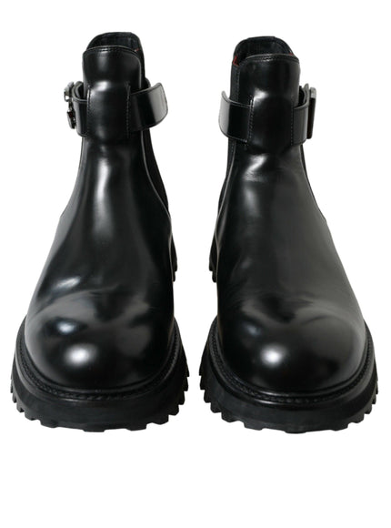 Dolce & Gabbana Black Chelsea Belted DG Logo Boots Shoes - Ellie Belle